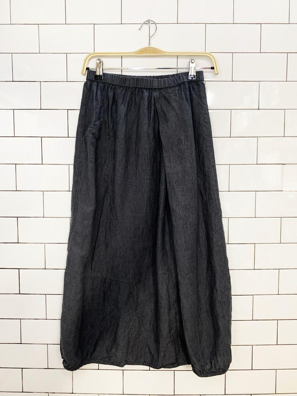 dolan 100% linen bubble hem pocket midi skirt