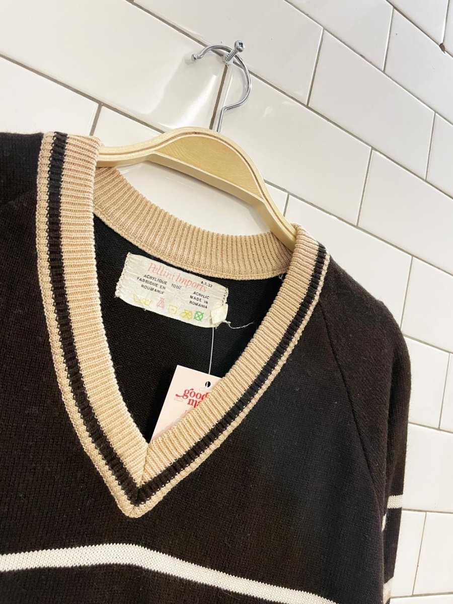 vintage 80s pellini imports retro stripe knit sweater - good market thrift store