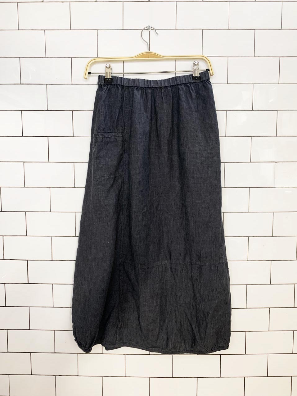 dolan 100% linen bubble hem pocket midi skirt