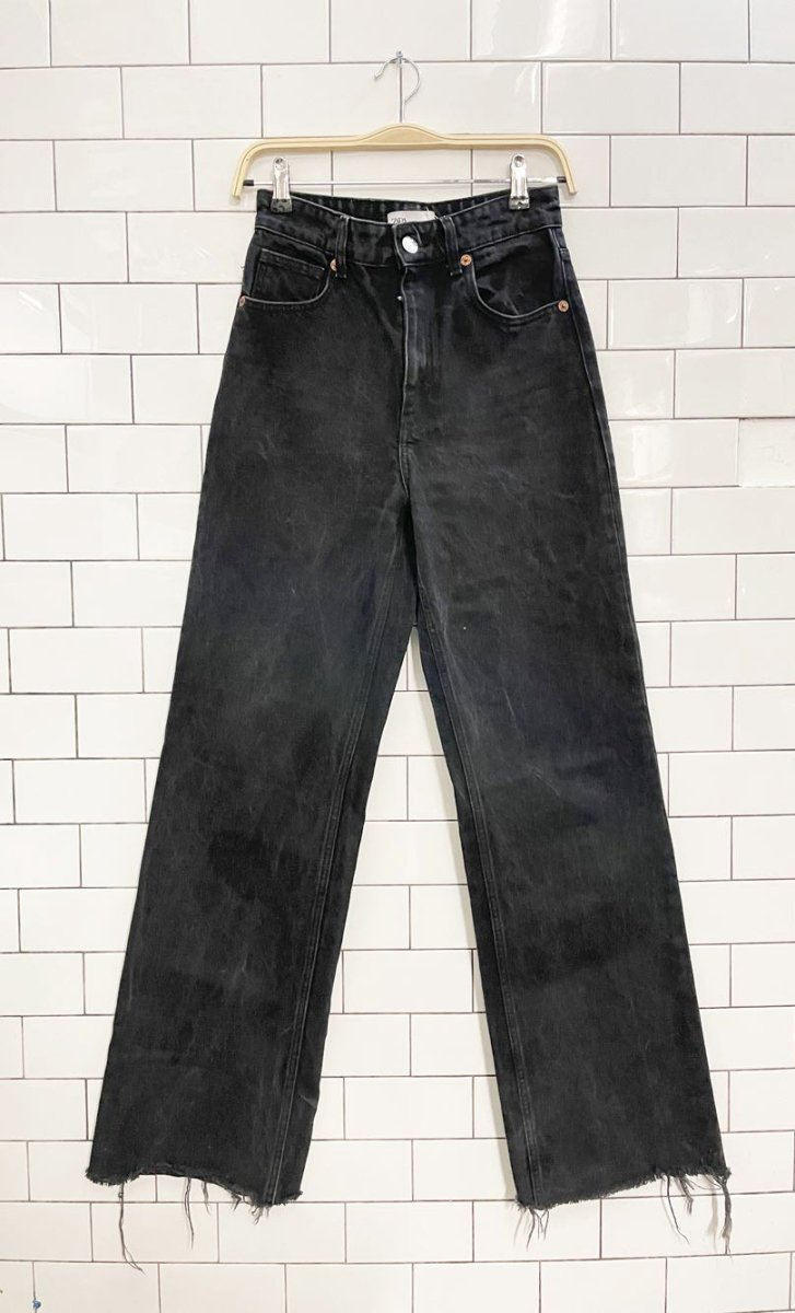 zara high rise wide leg raw hem jeans - good market thrift store