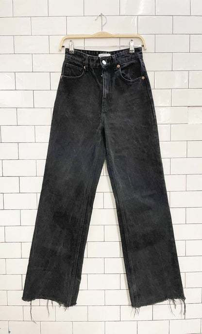 zara high rise wide leg raw hem jeans - good market thrift store