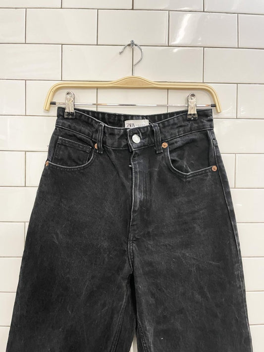 zara high rise wide leg raw hem jeans - good market thrift store