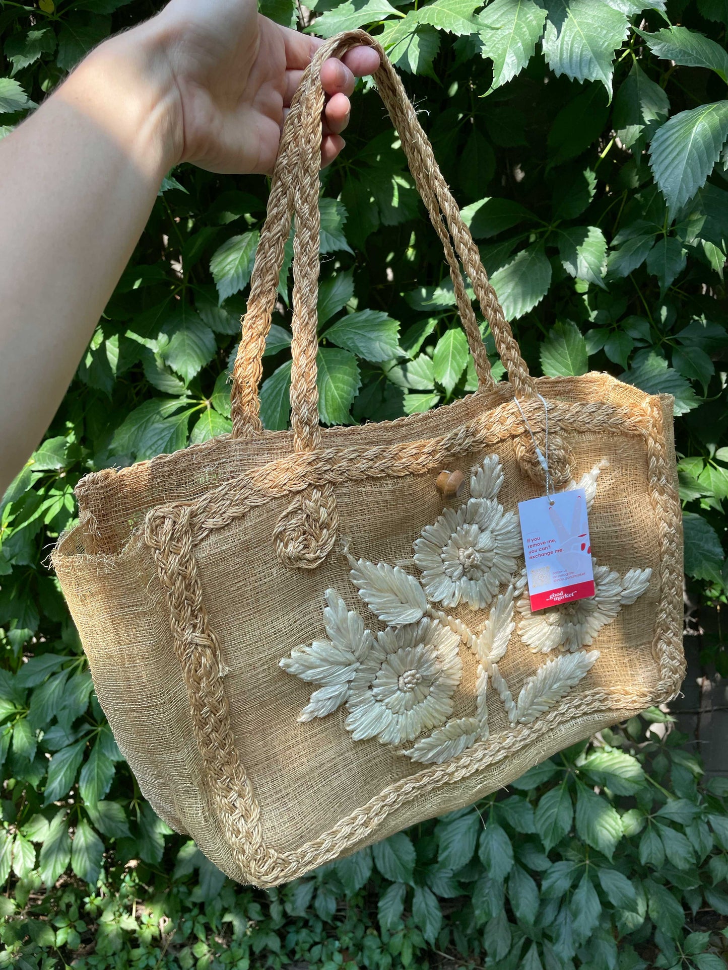 vintage handmade floral summer tote