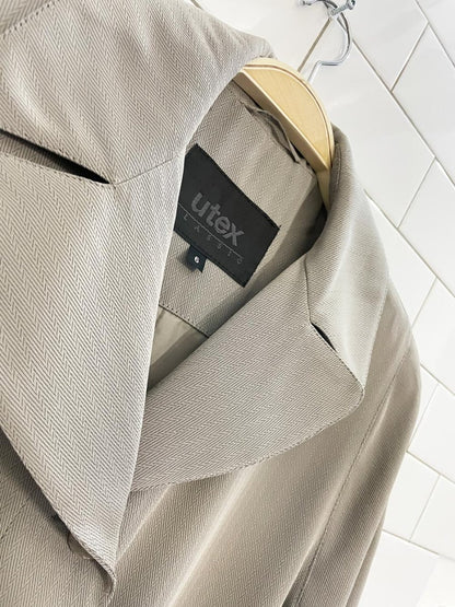 vintage utex herringbone pleated back minimal trench coat - good market thrift store