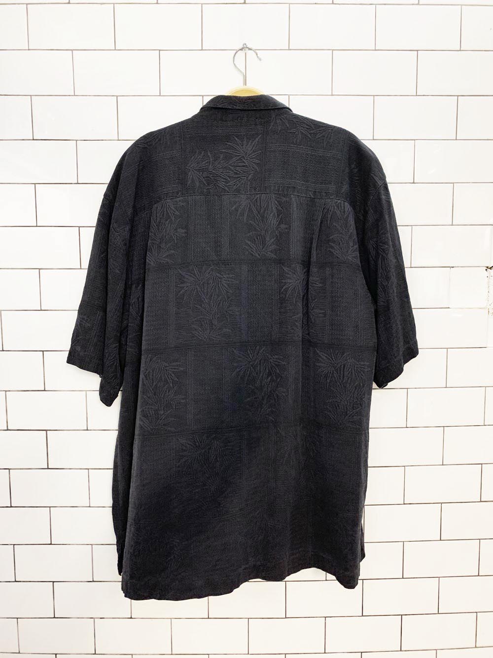jamaica jaxx 100% silk full button cabana shirt
