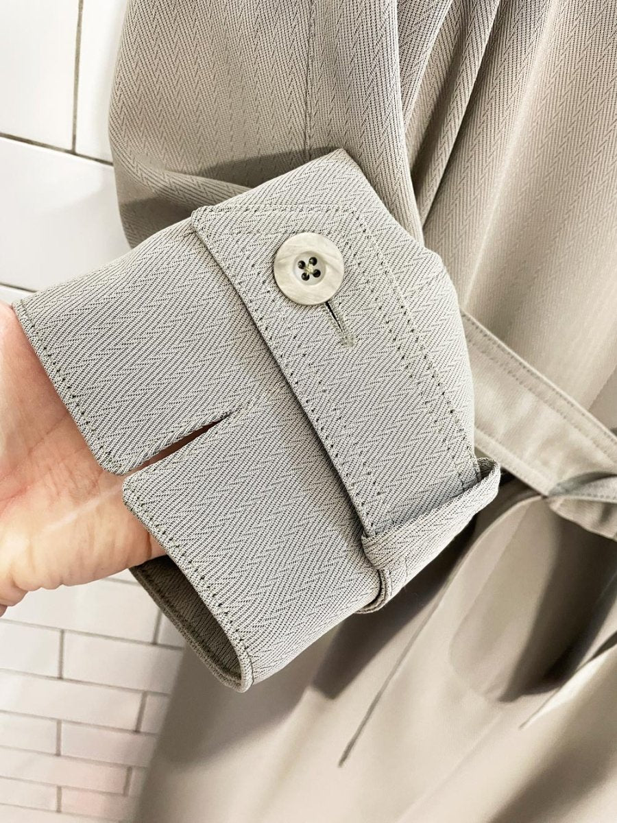 vintage utex herringbone pleated back minimal trench coat - good market thrift store