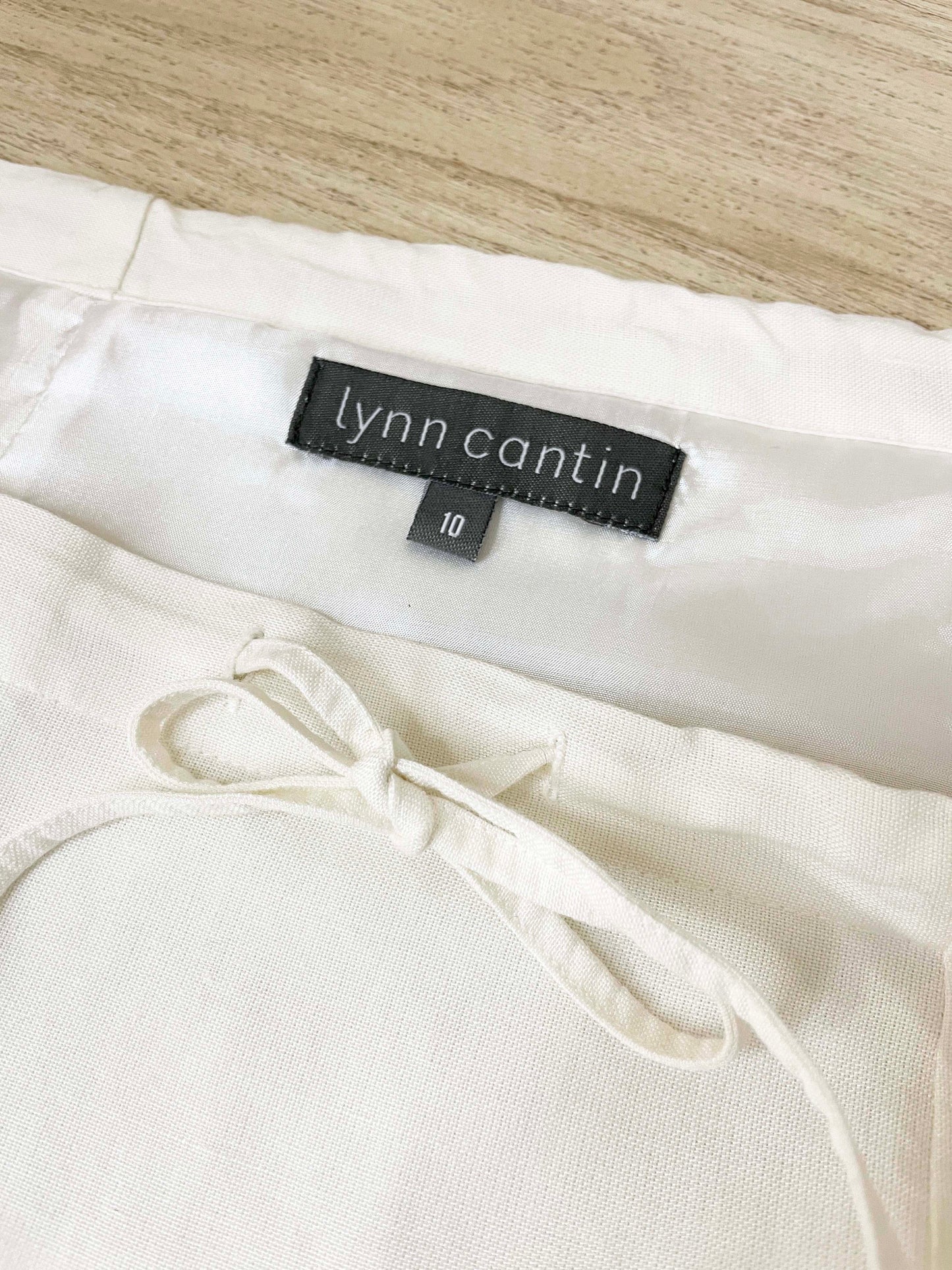 vintage 00s lynn cantin ramie-blend embroidered flared skirt