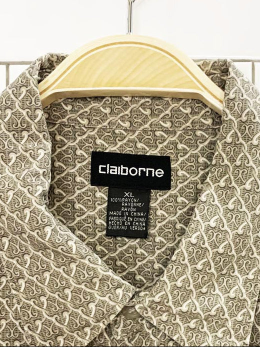 vintage 00s claiborne full button rayon shirt