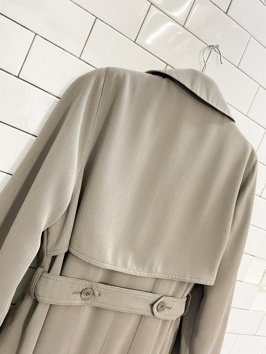 vintage utex herringbone pleated back minimal trench coat - good market thrift store