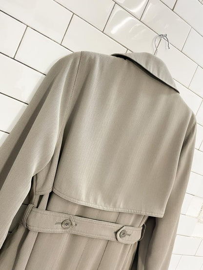 vintage utex herringbone pleated back minimal trench coat - good market thrift store