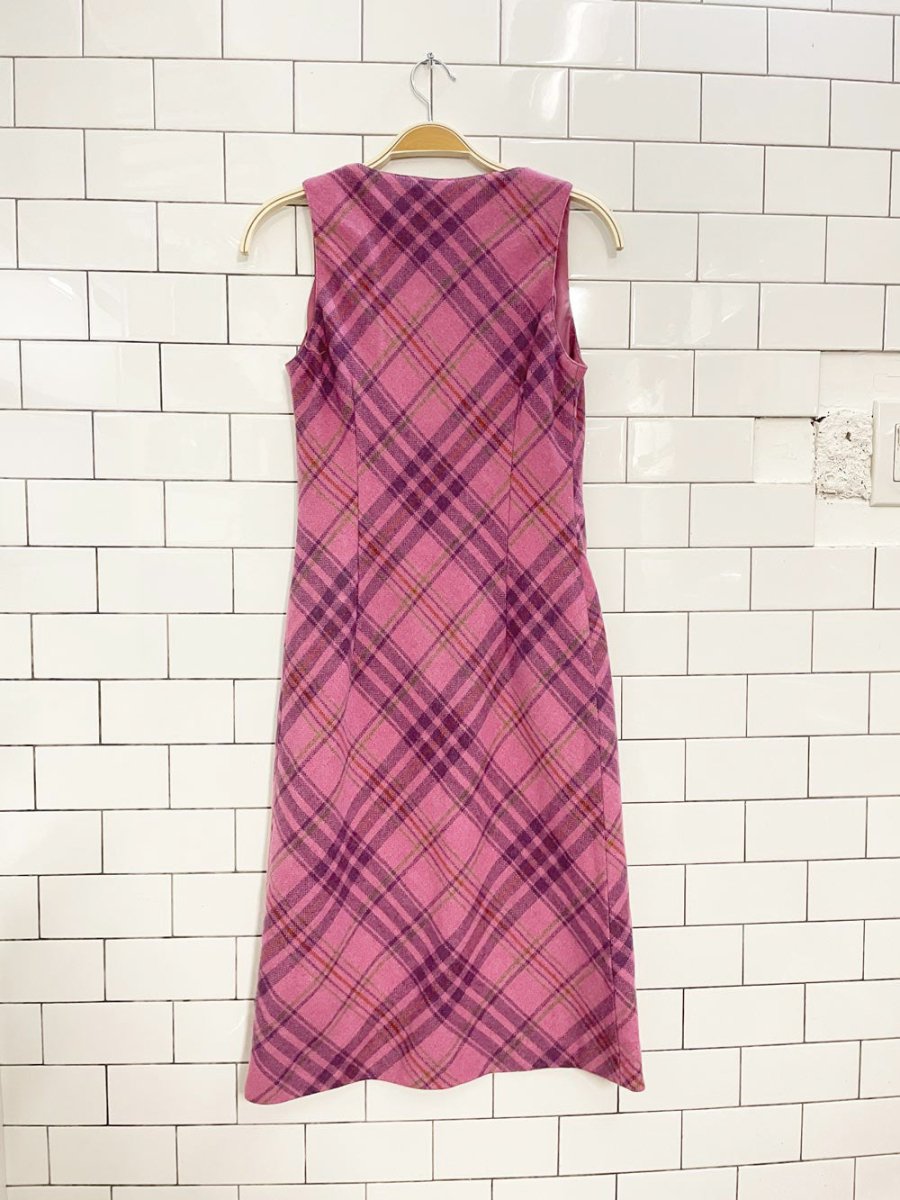 y2k unit collection pink tartan wool dress - good market thrift store