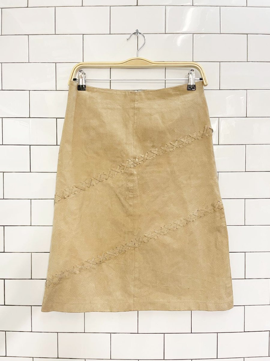 y2k hypo active braided suede knee - length skirt - good market thrift store