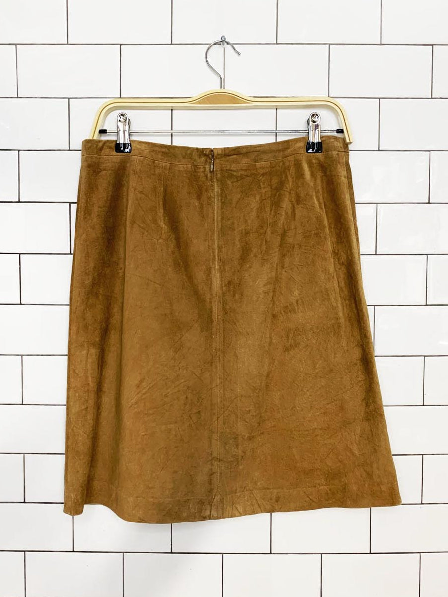 vintage 00s ann taylor loft suede pleated mini skirt | leather