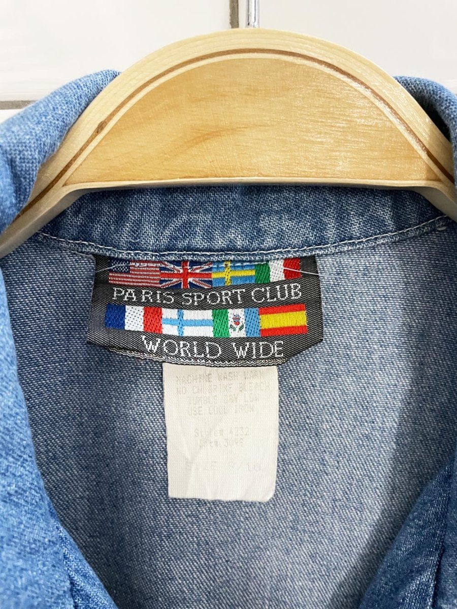 vintage 80s paris sport club crest pocket denim jumpsuit | made in USA - good market thrift store