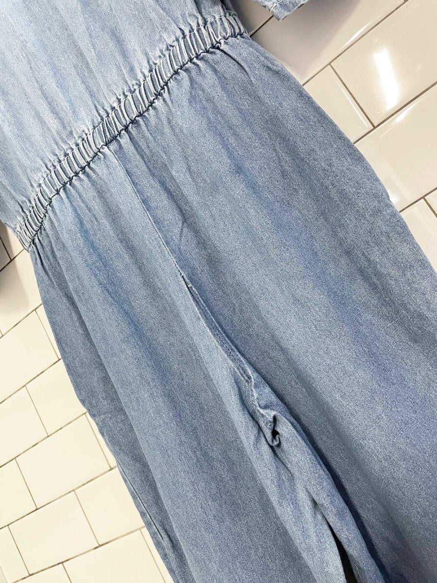 vintage 80s paris sport club crest pocket denim jumpsuit | made in USA - good market thrift store