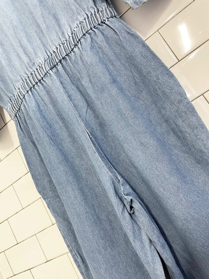 vintage 80s paris sport club crest pocket denim jumpsuit | made in USA - good market thrift store