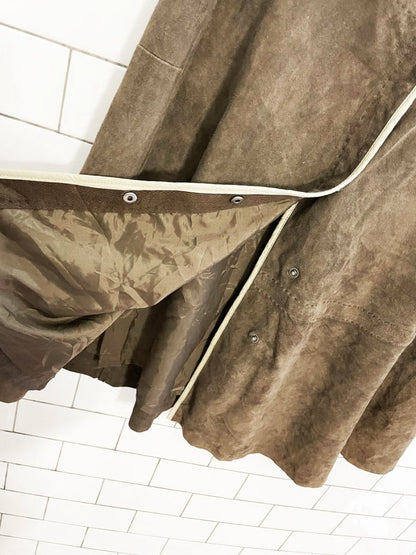 vintage 00s carlisle soft lamb suede snap button midi skirt - good market thrift store