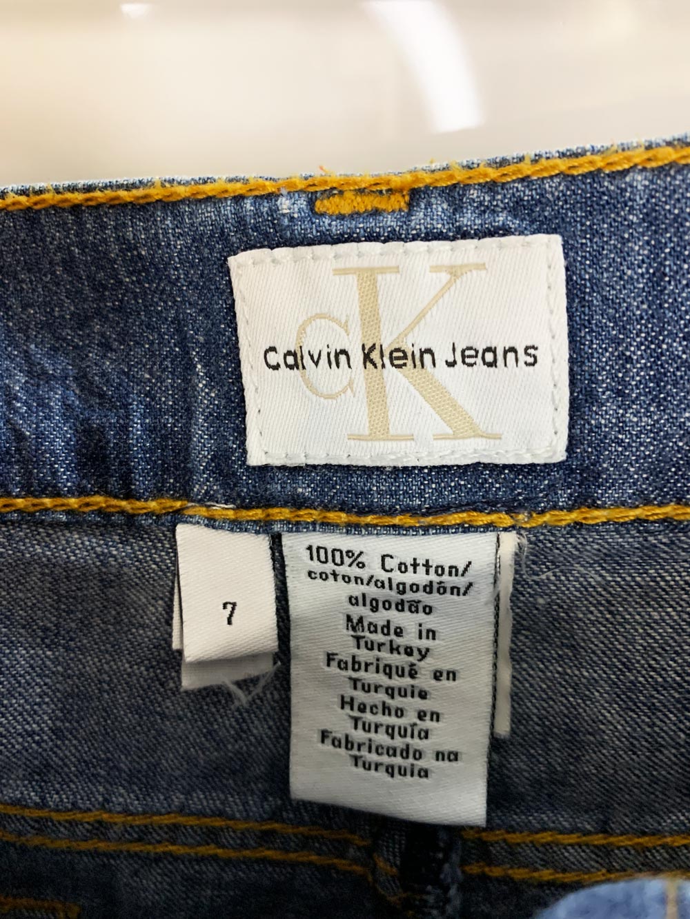 vintage 90s calvin klein tulip hem denim mini skirt