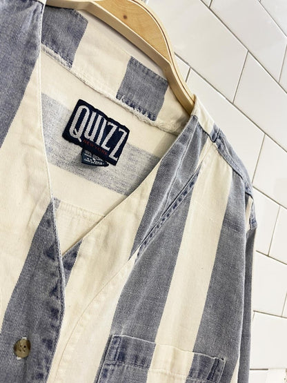 vintage 90s quizz new york big stripe denim shirt - good market thrift store