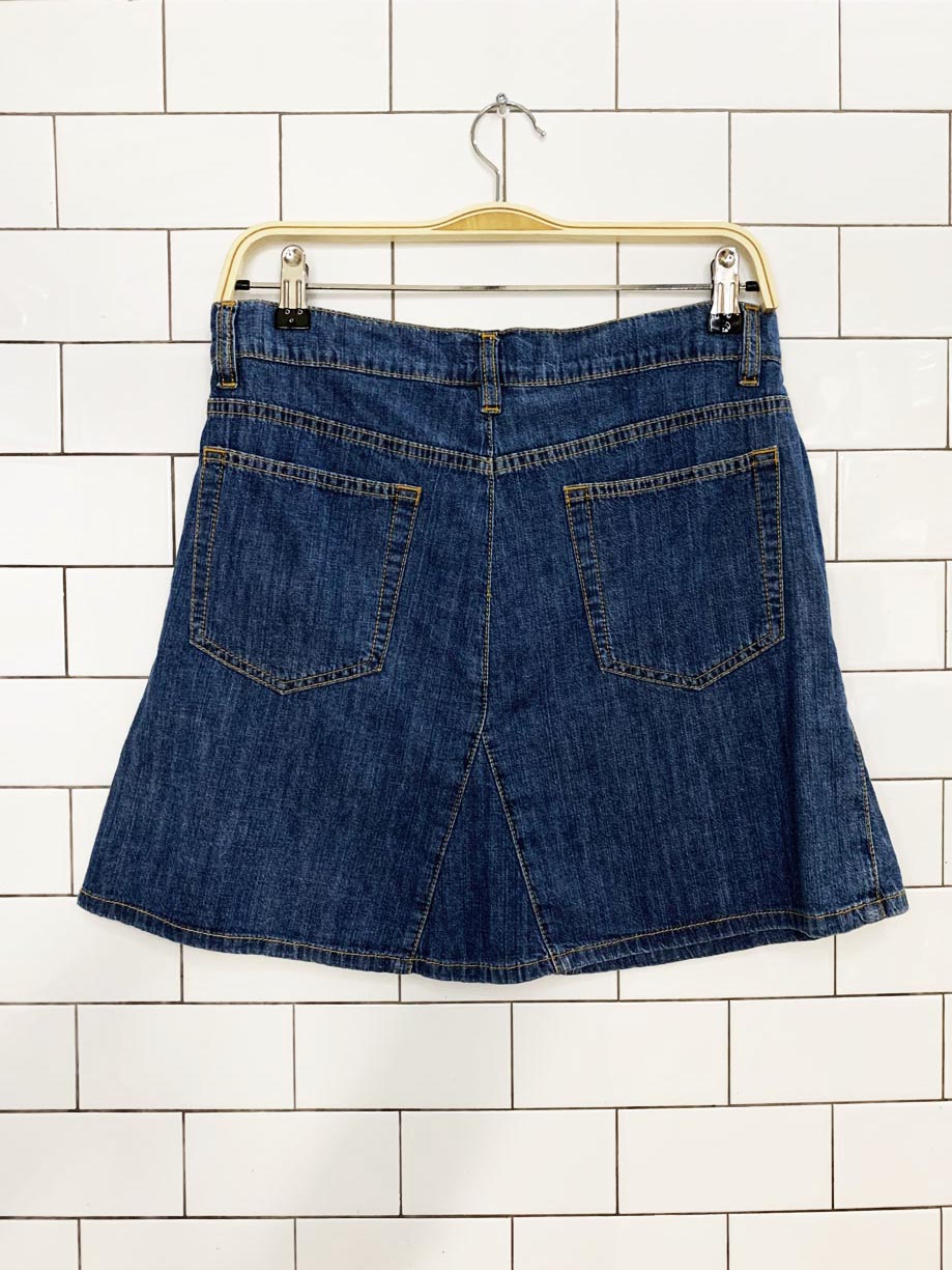 vintage 90s calvin klein tulip hem denim mini skirt