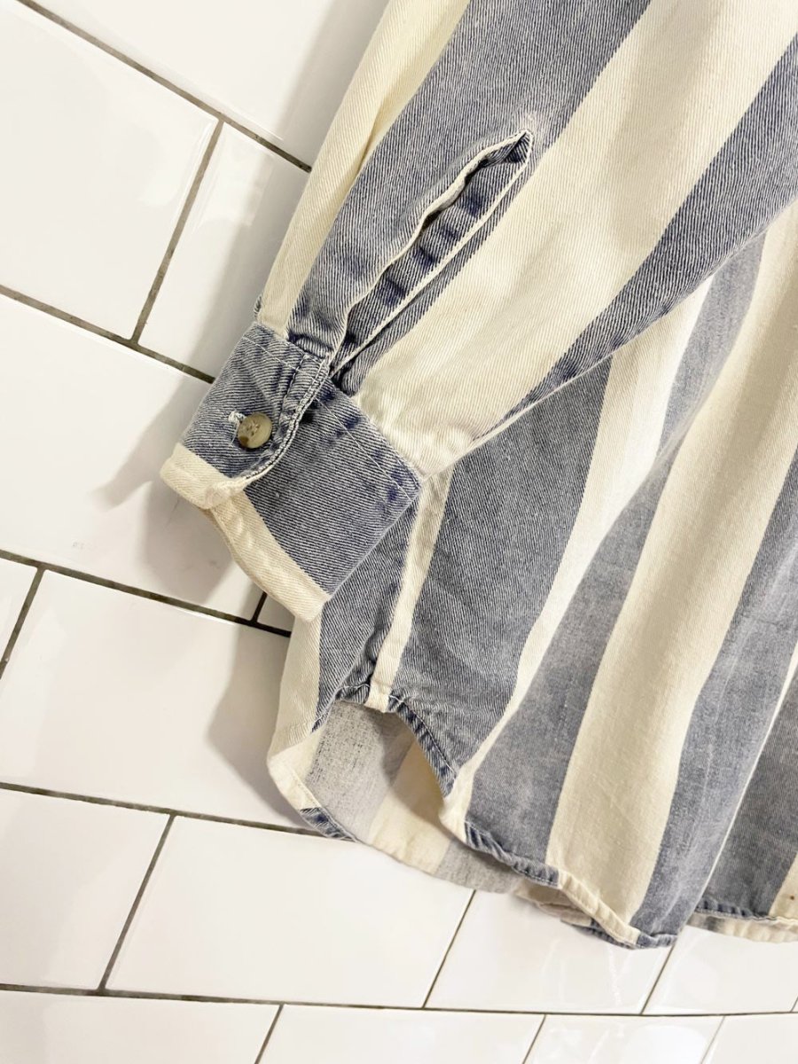 vintage 90s quizz new york big stripe denim shirt - good market thrift store