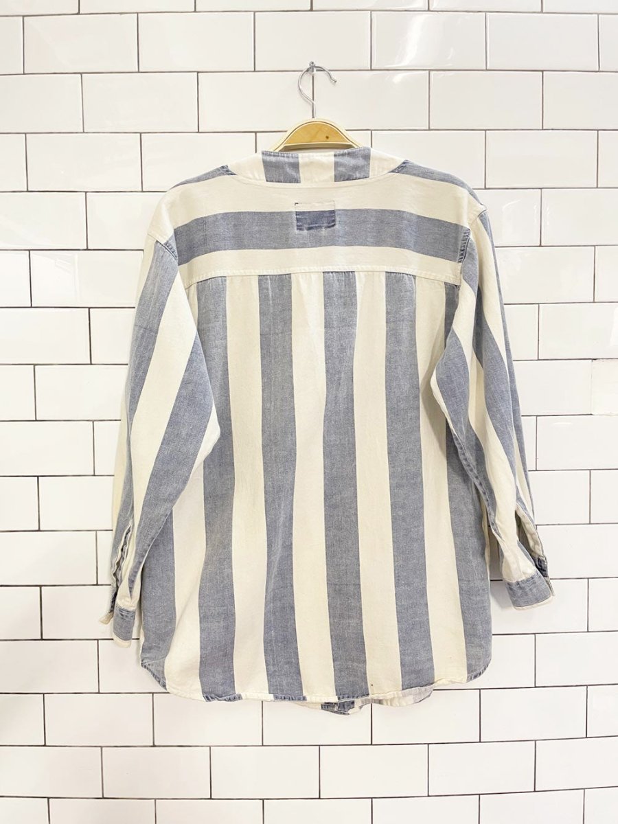vintage 90s quizz new york big stripe denim shirt - good market thrift store