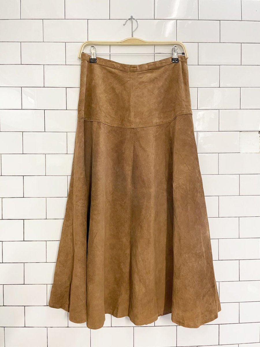 vintage 00s traditions ltd suede full midi maxi skirt - good market thrift store