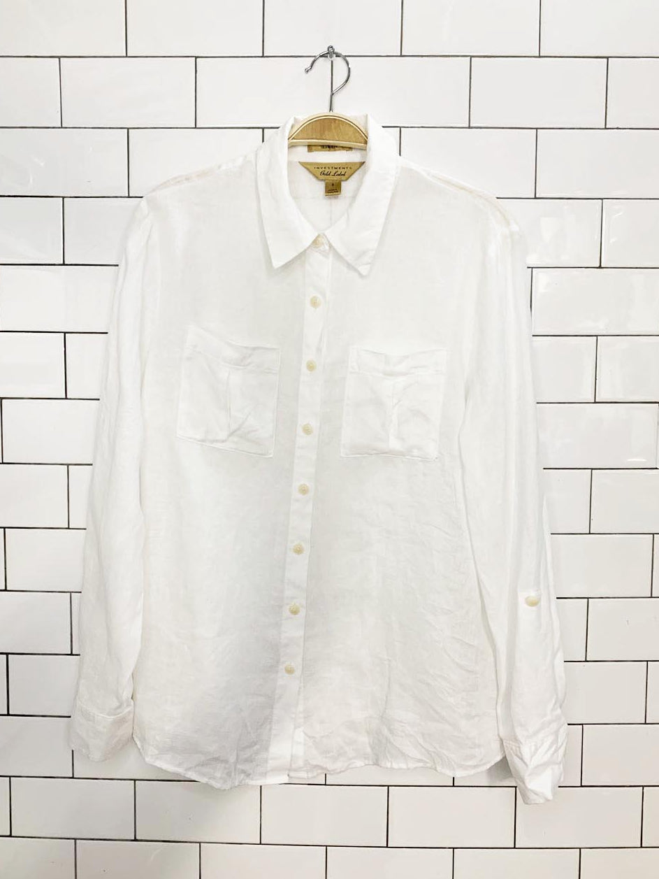 investments 100% linen full button shirt | gold label