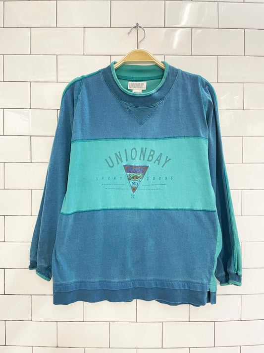 vintage 90s union bay embroidered colour block long sleeve top - good market thrift store