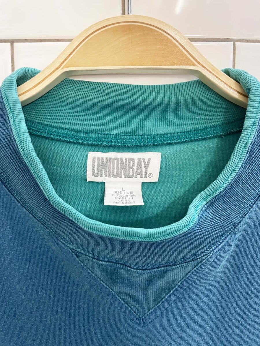 vintage 90s union bay embroidered colour block long sleeve top - good market thrift store