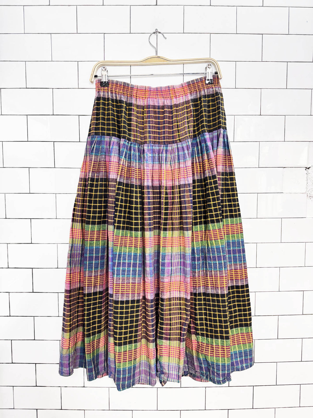vintage 90s liz sport plaid pleated full midi skirt | made in India | liz claiborne