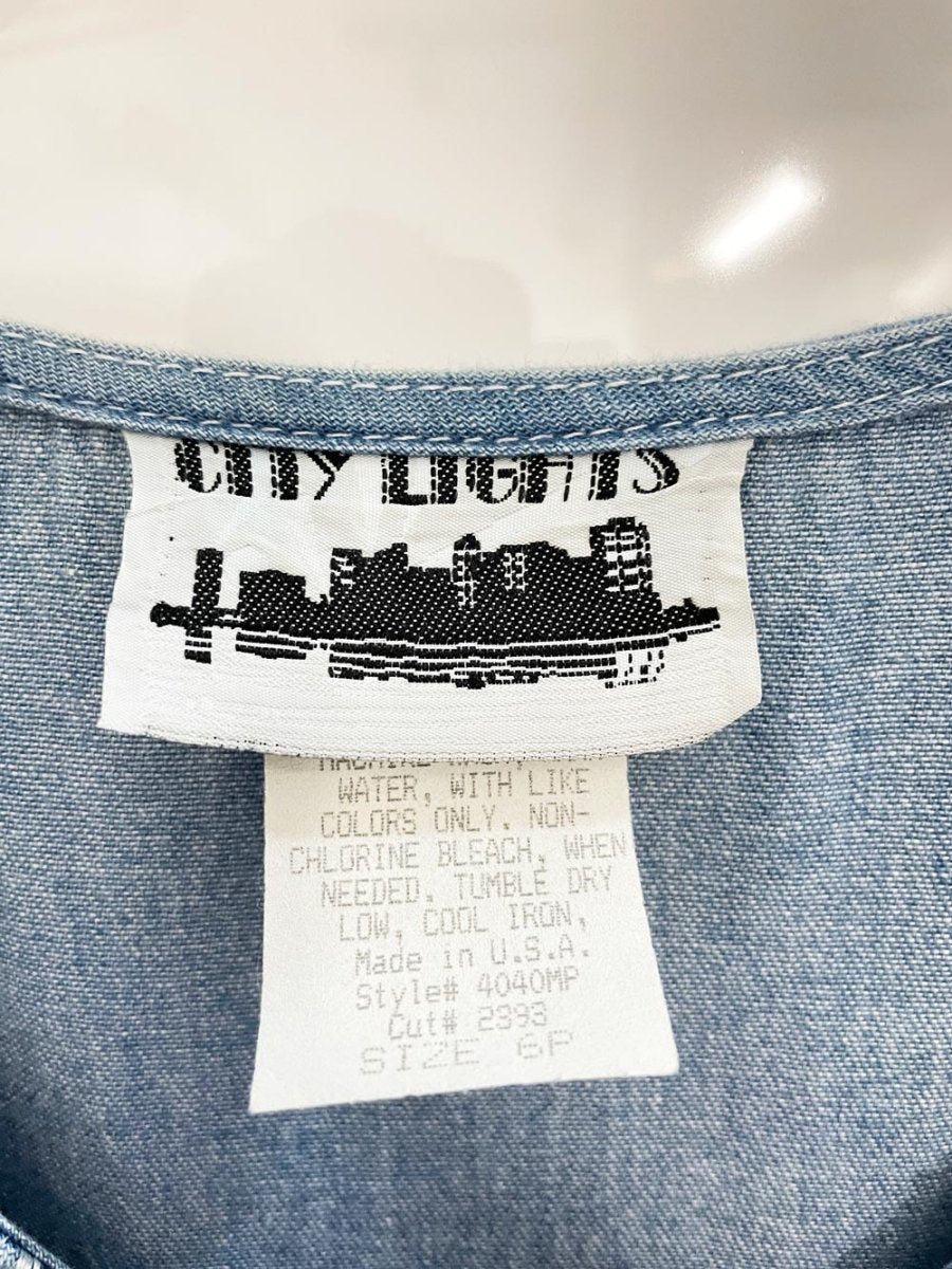 vintage 90s city lights flower embroidered denim maxi dress | made in USA - good market thrift store