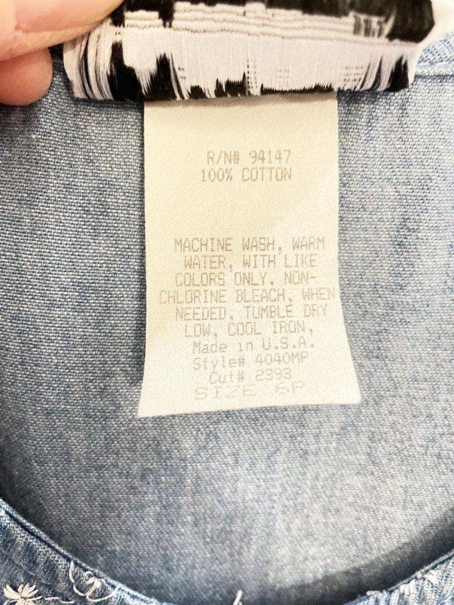 vintage 90s city lights flower embroidered denim maxi dress | made in USA - good market thrift store