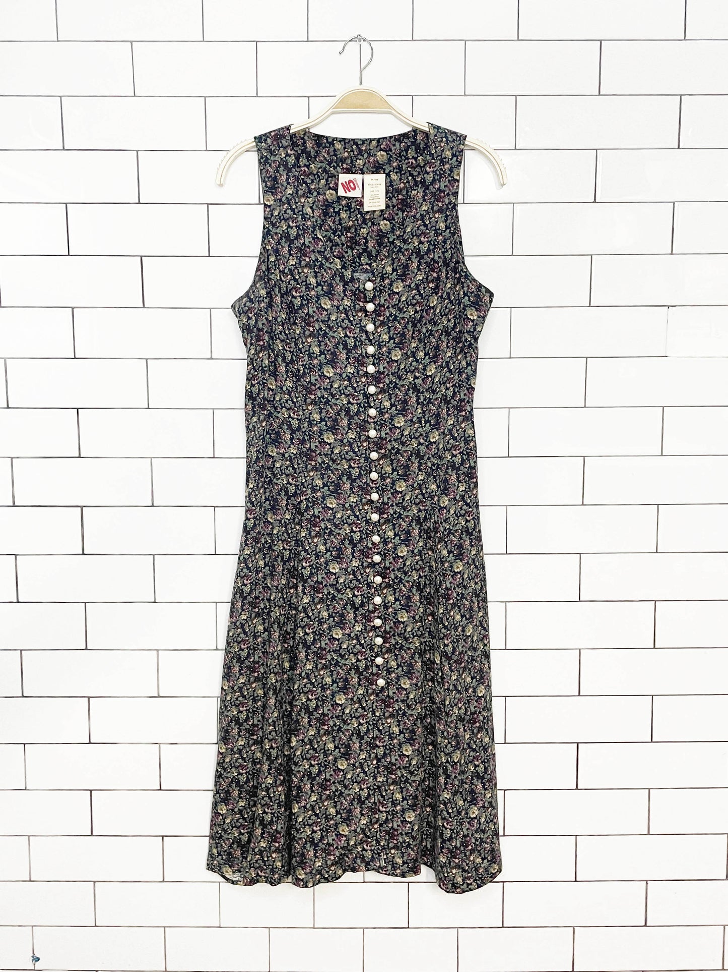 vintage 90s no boundaries pearl-button corset back micro floral maxi dress
