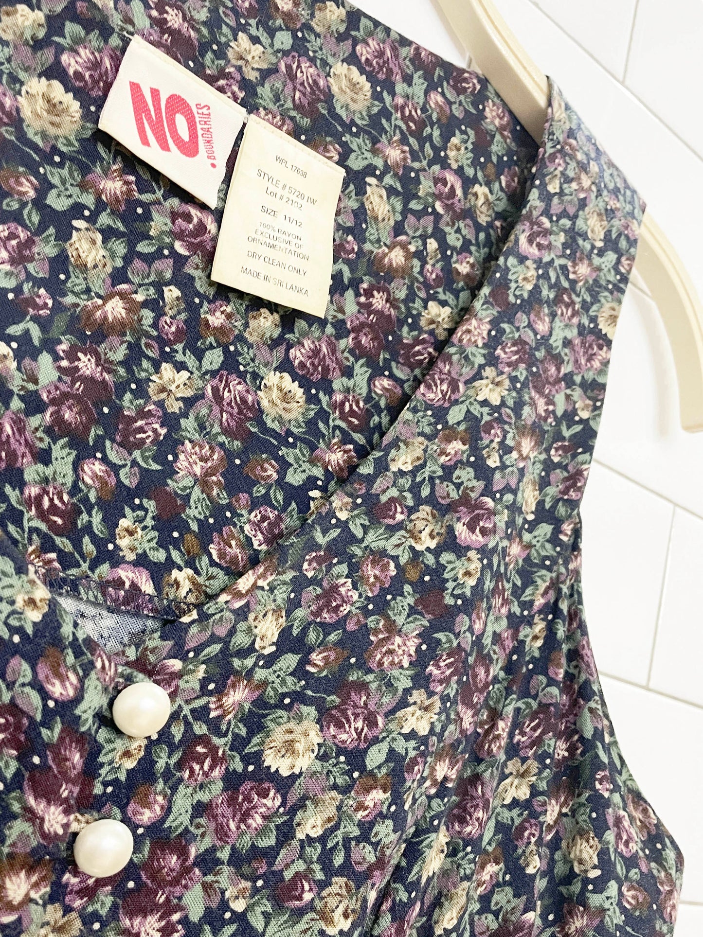 vintage 90s no boundaries pearl-button corset back micro floral maxi dress