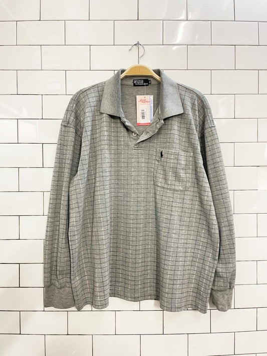 vintage 90s polo RL window pane check long sleeve polo shirt - good market thrift store