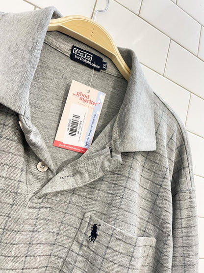 vintage 90s polo RL window pane check long sleeve polo shirt - good market thrift store