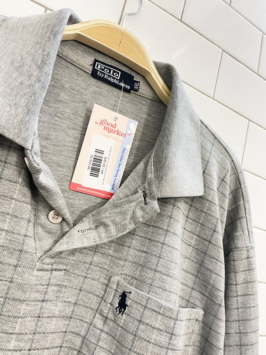 vintage 90s polo RL window pane check long sleeve polo shirt - good market thrift store