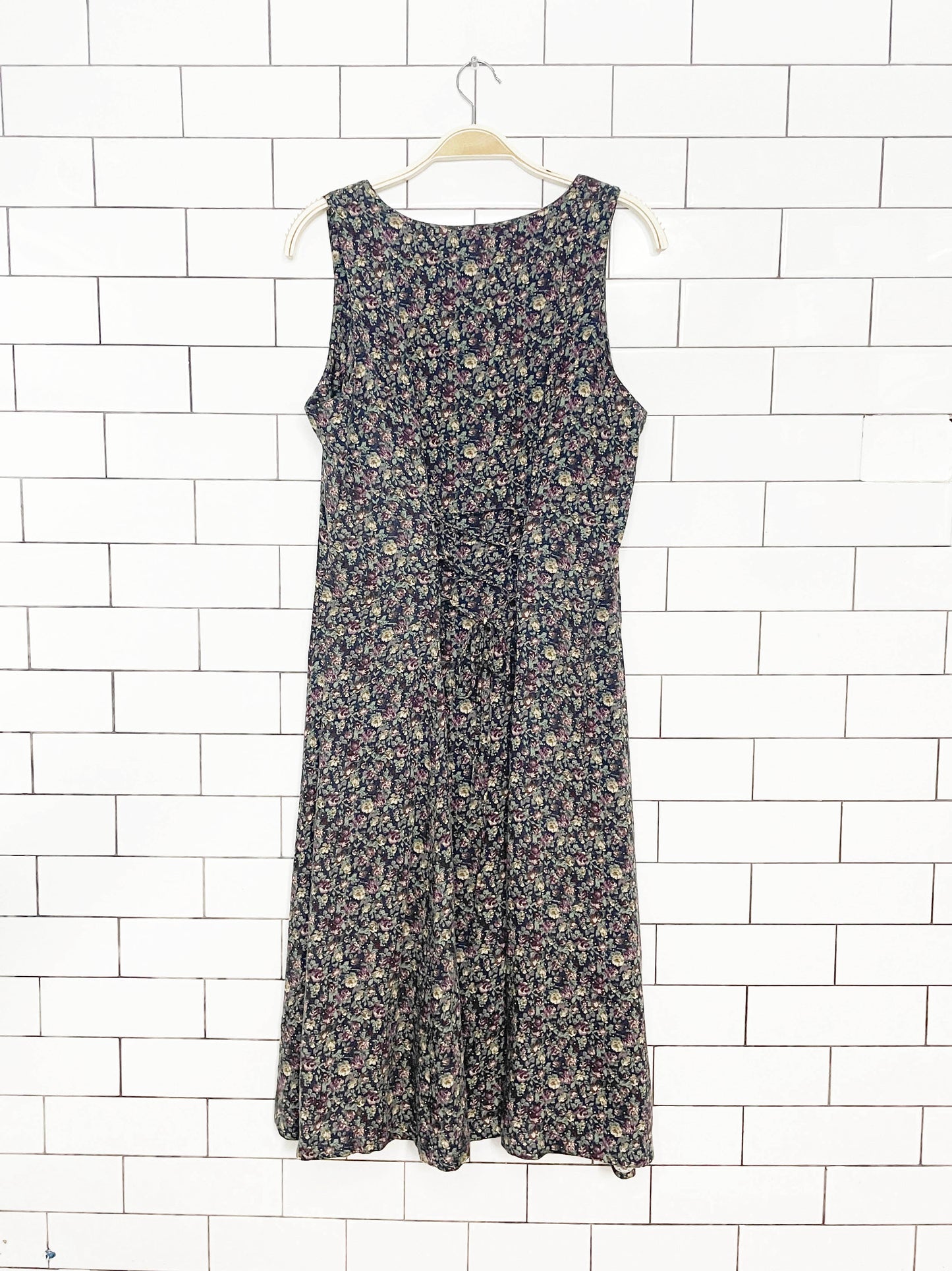 vintage 90s no boundaries pearl-button corset back micro floral maxi dress