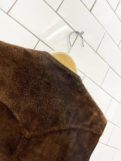 vintage 70s le girard suede concho fringe open vest - good market thrift store