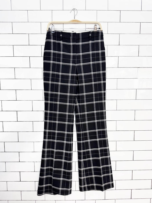 seventy wool-blend window plaid flare leg trouser