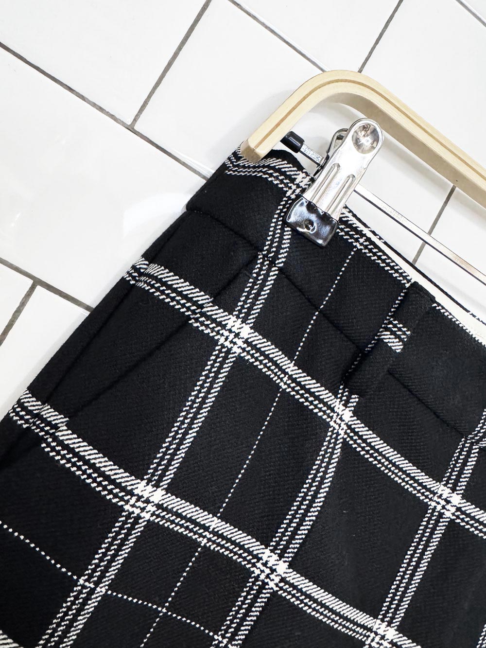 seventy wool-blend window plaid flare leg trouser