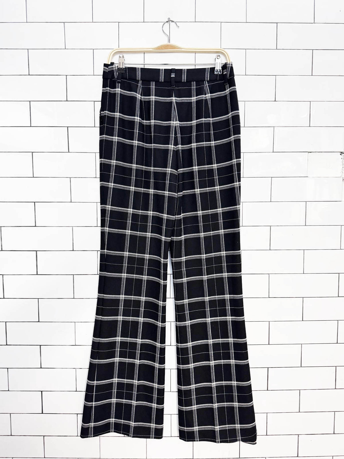 seventy wool-blend window plaid flare leg trouser
