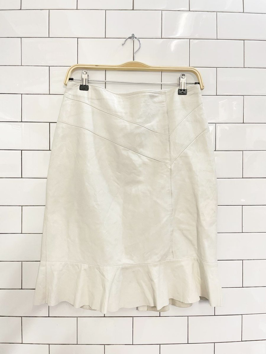 vintage 00s danier butter leather tulip hem knee - length skirt | italian leather - good market thrift store