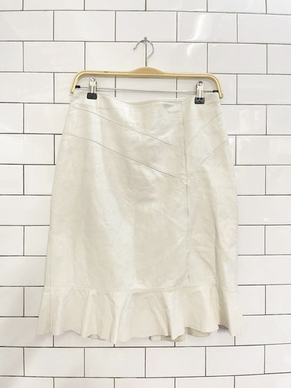 vintage 00s danier butter leather tulip hem knee - length skirt | italian leather - good market thrift store
