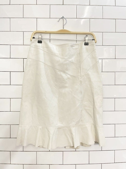vintage 00s danier butter leather tulip hem knee - length skirt | italian leather - good market thrift store