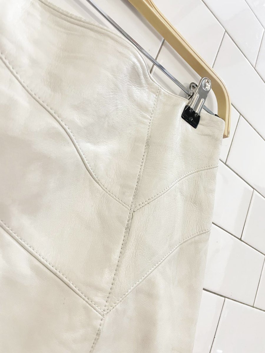 vintage 00s danier butter leather tulip hem knee - length skirt | italian leather - good market thrift store