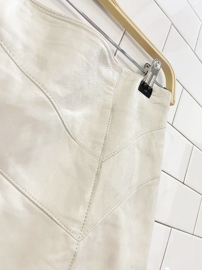 vintage 00s danier butter leather tulip hem knee - length skirt | italian leather - good market thrift store