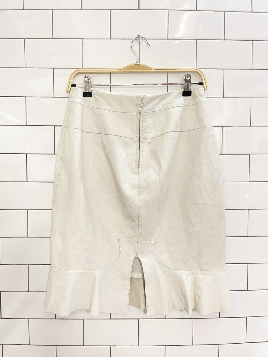 vintage 00s danier butter leather tulip hem knee - length skirt | italian leather - good market thrift store