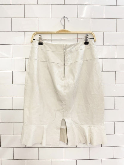 vintage 00s danier butter leather tulip hem knee - length skirt | italian leather - good market thrift store